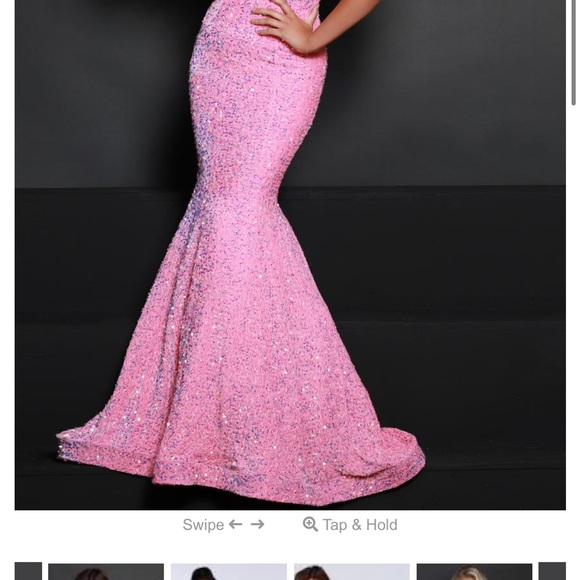 Johnathan Kayne Sparkling Pink Gown with Detachable Sleeves - Picture 3 of 3